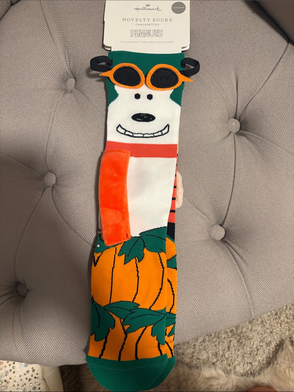 Hallmark Peanuts Kids Pumpkin Socks - Orange, Green & White sold out